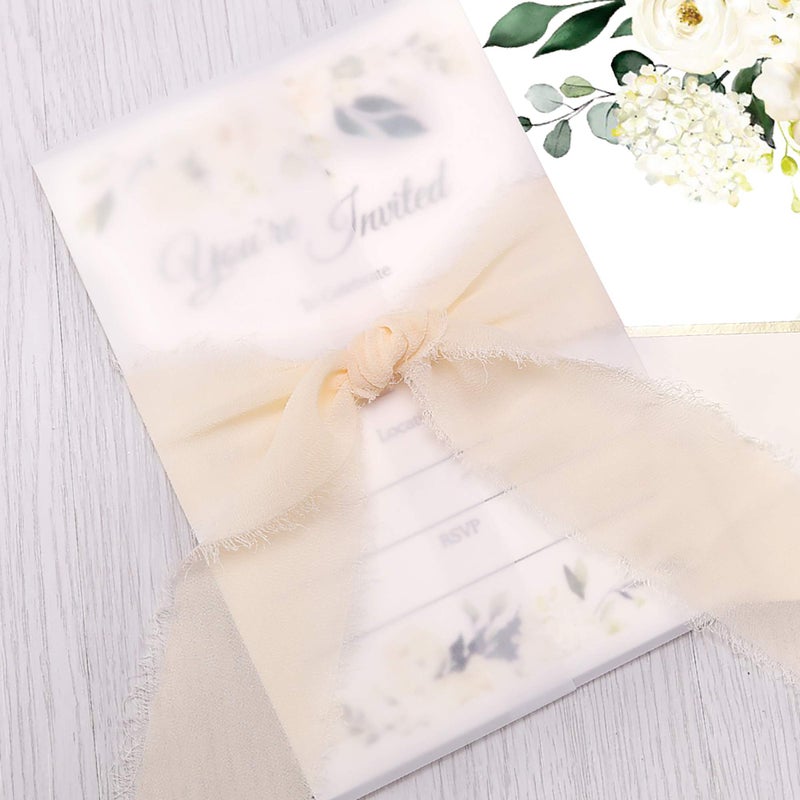 DORIS HOME 25PCS Invitations Cards for Bridal Shower Invite/Baby Shower/Wedding/Rehearsal (25PCS Cream Flower Fill-in) - Image 5